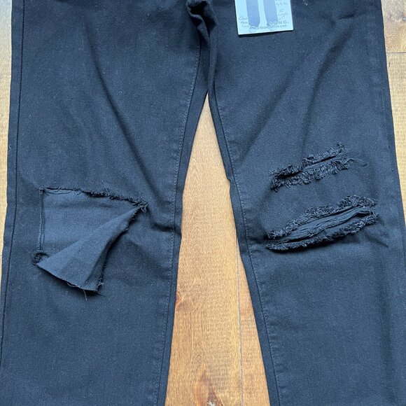 S.O.N.G. Women's 90s Boyfriend Low Rise Distressed Black Demin Jean, Size 5/27 - Picture 4 of 12
